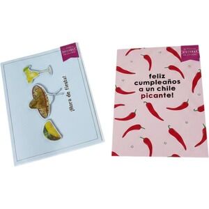 Graphique de France Spanish Birthday Cards Set of 2 Chili Pepper Margarita NEW